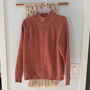 Philosophy Rose Dust Zip-Front Ribbed Sweater